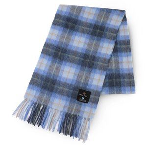 New Lambs Wool Blue Plaid Scarf (Scotland)
